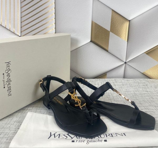 yves saint laurent terlik sandalet siyah ic dis deri