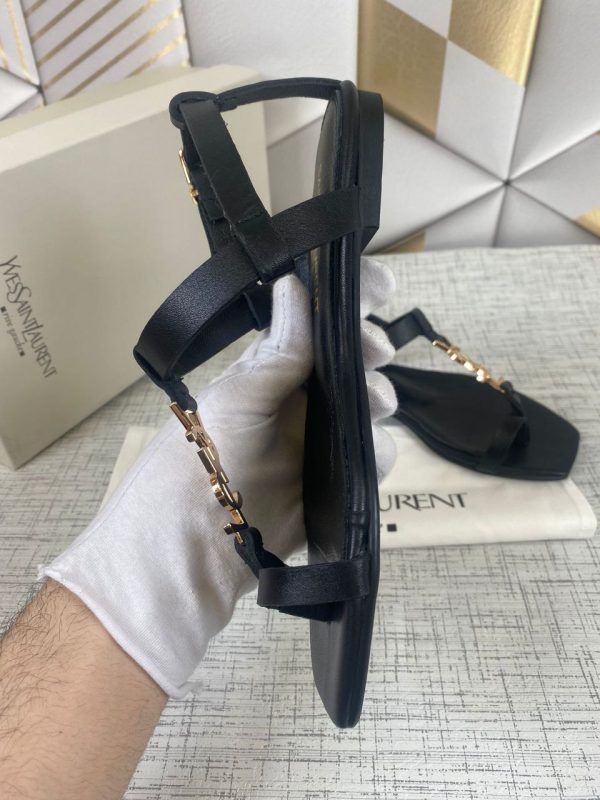 yves saint laurent terlik sandalet siyah ic dis deri