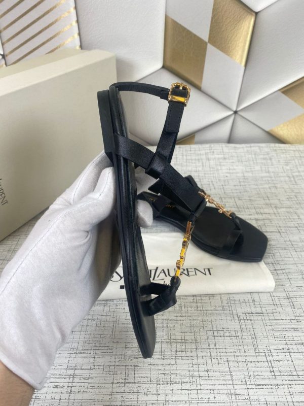 yves saint laurent terlik sandalet siyah ic dis deri