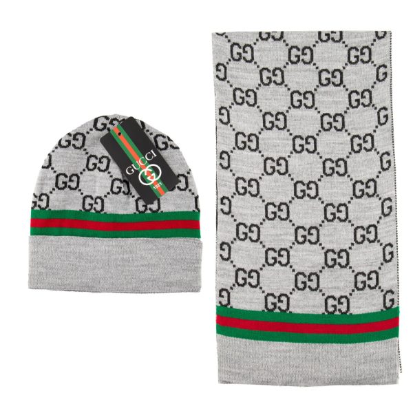 gucci atki bere takimi erkek gri classic logo