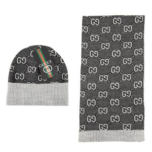 gucci atki bere takimi erkek gri logolu