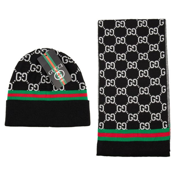 gucci atki bere takimi erkek siyah beyaz classic logo