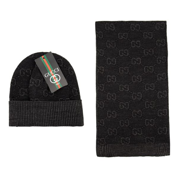 gucci atki bere takimi erkek siyah logolu