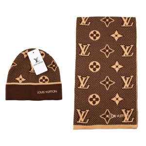 louis vuitton atki bere takimi erkek kahve monogram buyuk logo