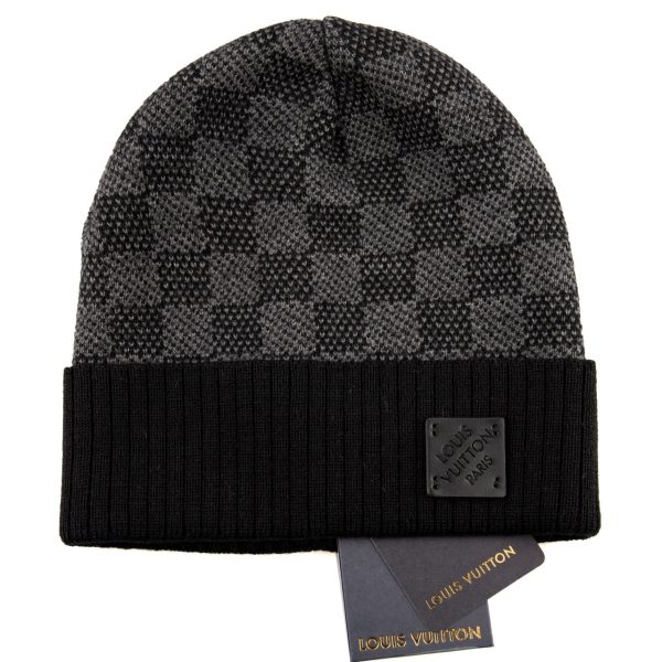 louis vuitton bere erkek siyah gri damali
