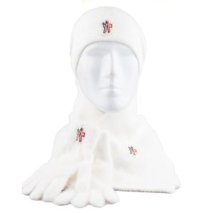 moncler atki bere eldiven beyaz set yuksek kalite