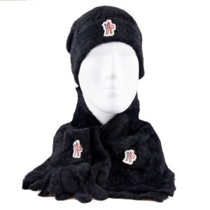 moncler atki bere eldiven siyah set yuksek kalite