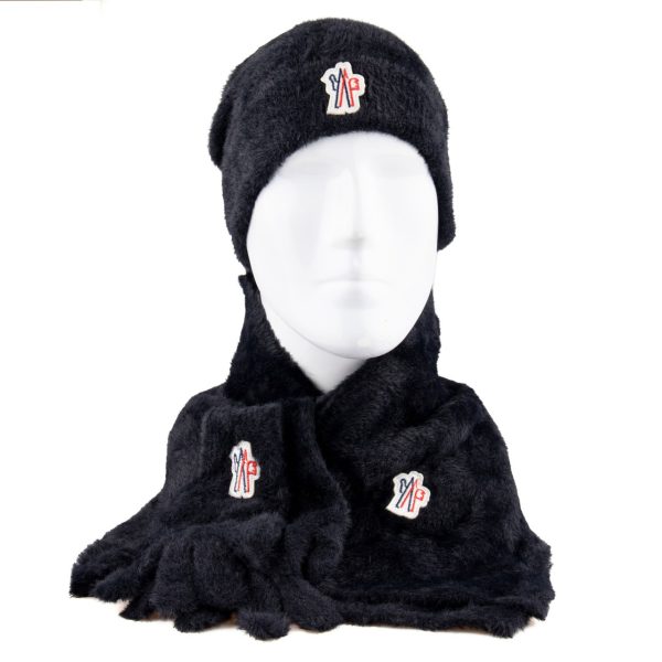moncler atki bere eldiven siyah set yuksek kalite