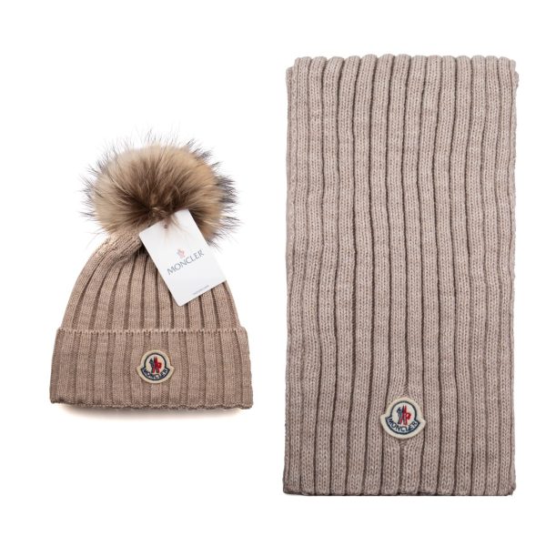 moncler atki bere takimi vizon tilki tuyu ponponlu