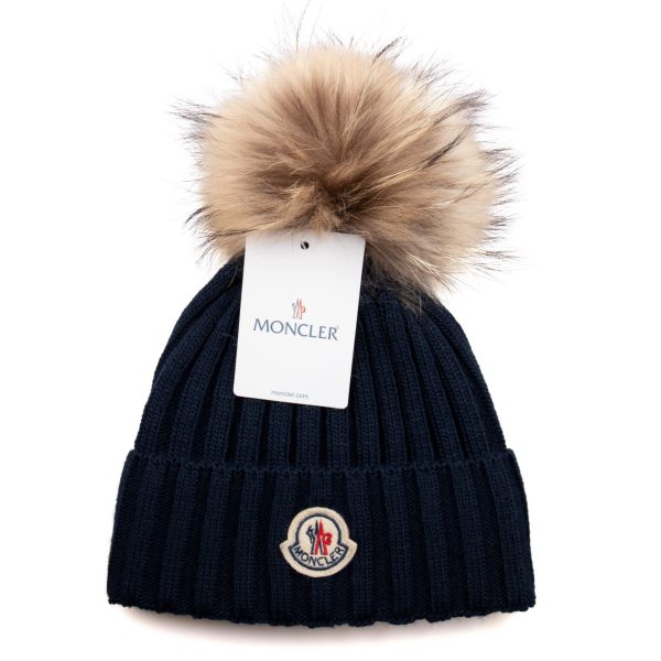 moncler bere lacivert ponponlu tilki tuyu
