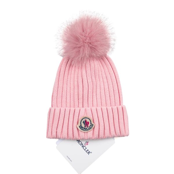 moncler bere pembe tilki tuyu pembe ponpon