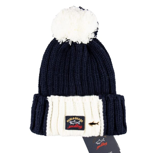 paul shark bere lacivert beyaz ponponlu unisex