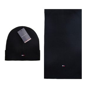 tommy hilfiger atki bere takimi erkek siyah