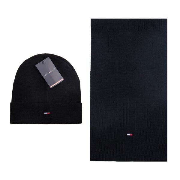 tommy hilfiger atki bere takimi erkek siyah